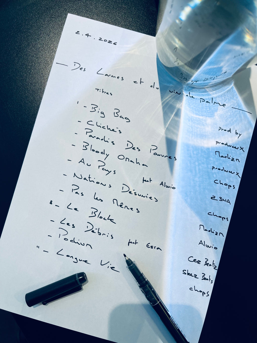 Tracklist - Vinyle LOSO — Des Larmes et Du Vin de Palme — [Black/White Edition] — Sur La Rive - produit en france 